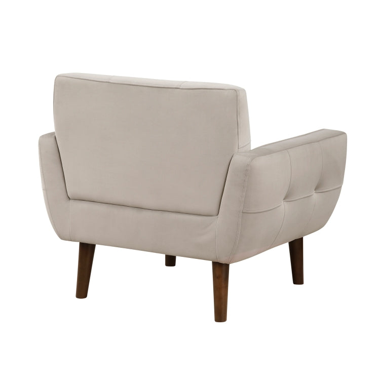 Brown Accent Chair Upholstered Velvet Cushion Seat Back Tufted Contemporary Living Room Furniture 1Pc