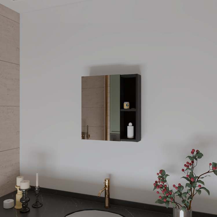 1 Shelf Rectangle Medicine Cabinet With Mirror Wenge