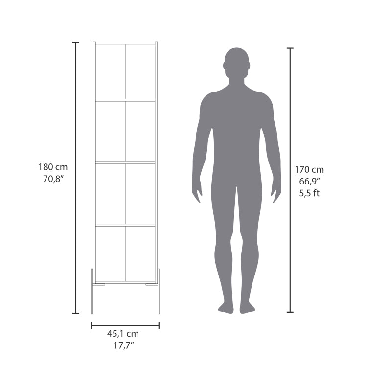 Linen Cabinet 70.8" H, With 1 Door And 4 Shelves, Matt Gray