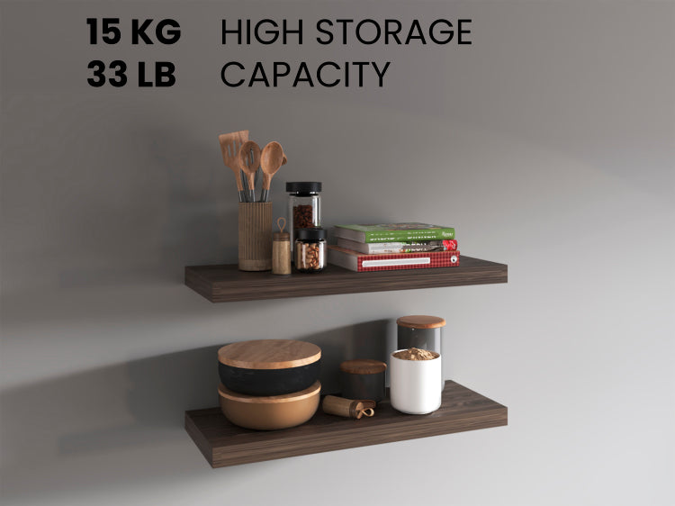 Floating Shelves 1.50" H, 2 Shelves, Walnut