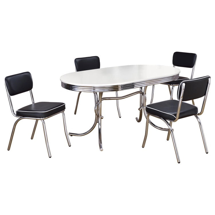 Midge White And Black 5 Piece Oval Dining Table Set