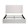 Caron Upholstered Wingback Bed 52.3" High Headboard Simplicity Minimalist Without Wooden Slats Box Spring Request Easy Assembly King Textured Ivory Canvas Chenille