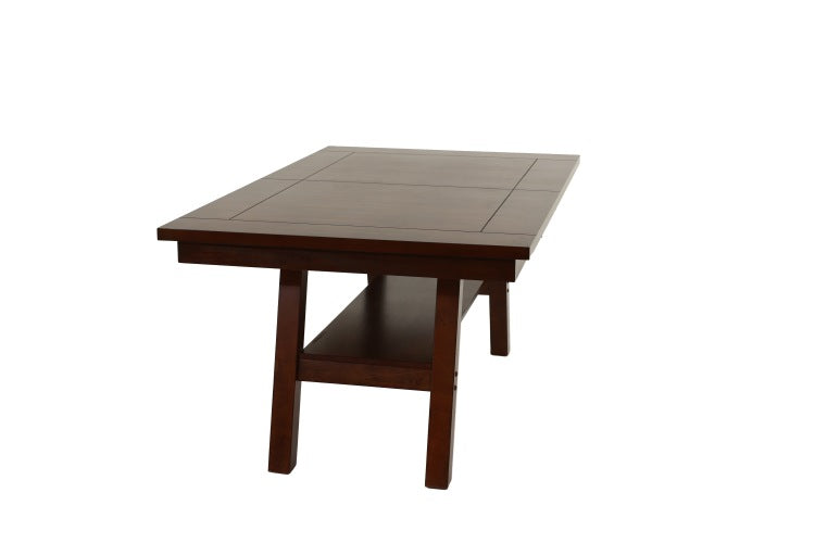 Dining Table Rectangle Dining Table W Shelve 1Pc Table Only Rubber Wood Dark Walnut Finish Dining Room Furniture