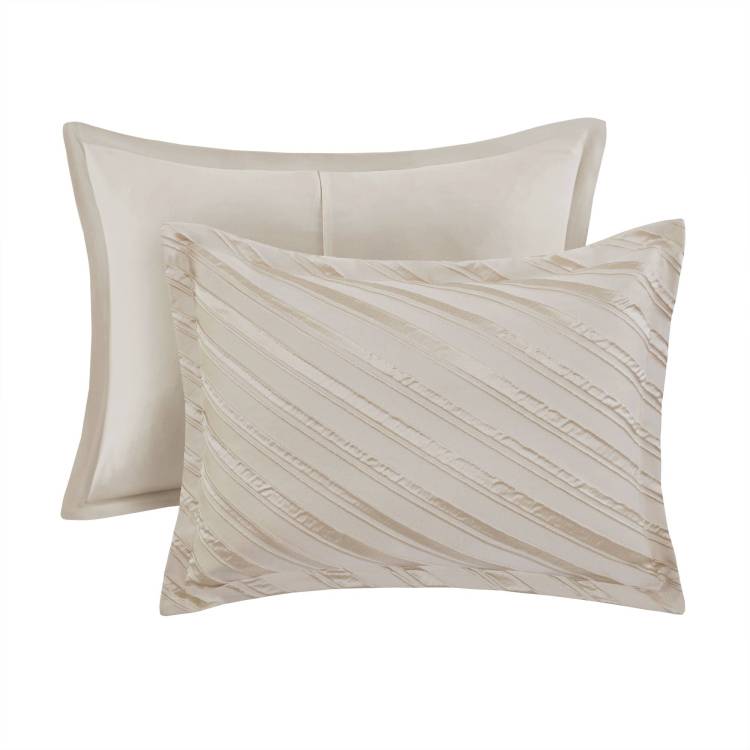 7 Pcs Queen Comforter Set Beige