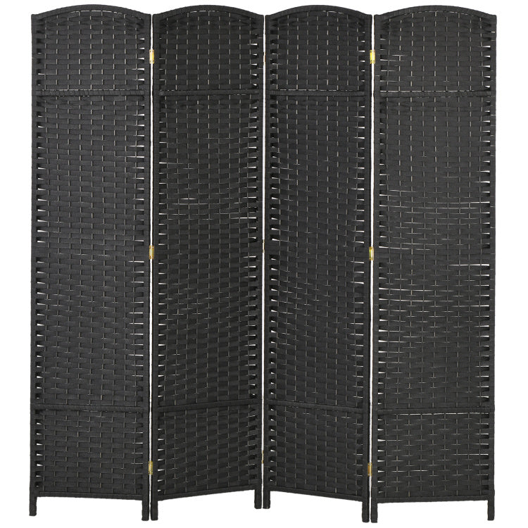 Homcom Room Divider, 4 Panel Folding Privacy Screen, 5.6' Tall Freestanding Partition For Home Office, Bedroom, Black