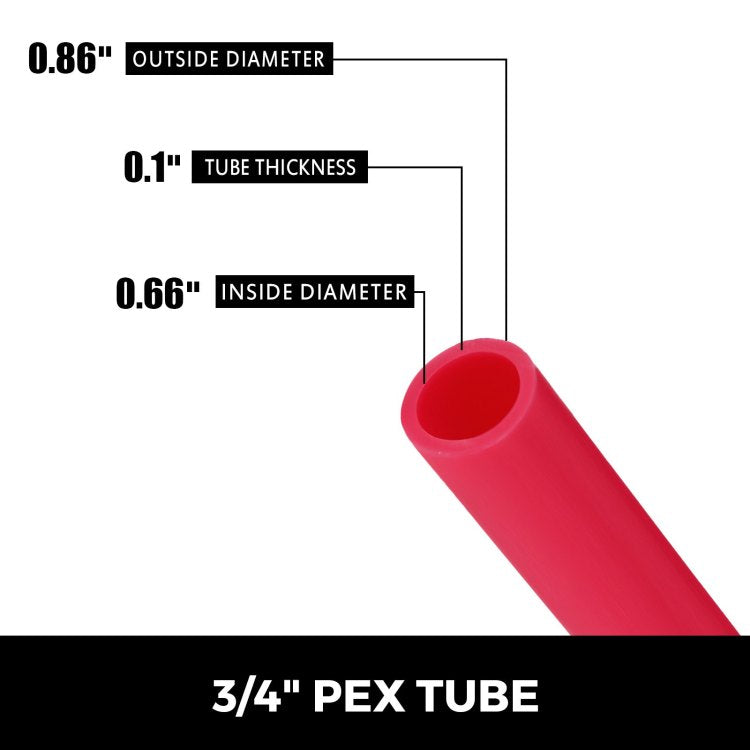 3 4" X 500Ft Pex Tubing Oxygen Barrier O2 Evoh Pex B Red Hydronic Radiant Floor Heat Heating System Pex Pipe Pex Tube 3 4" O2 Barrier, 500Ft Red