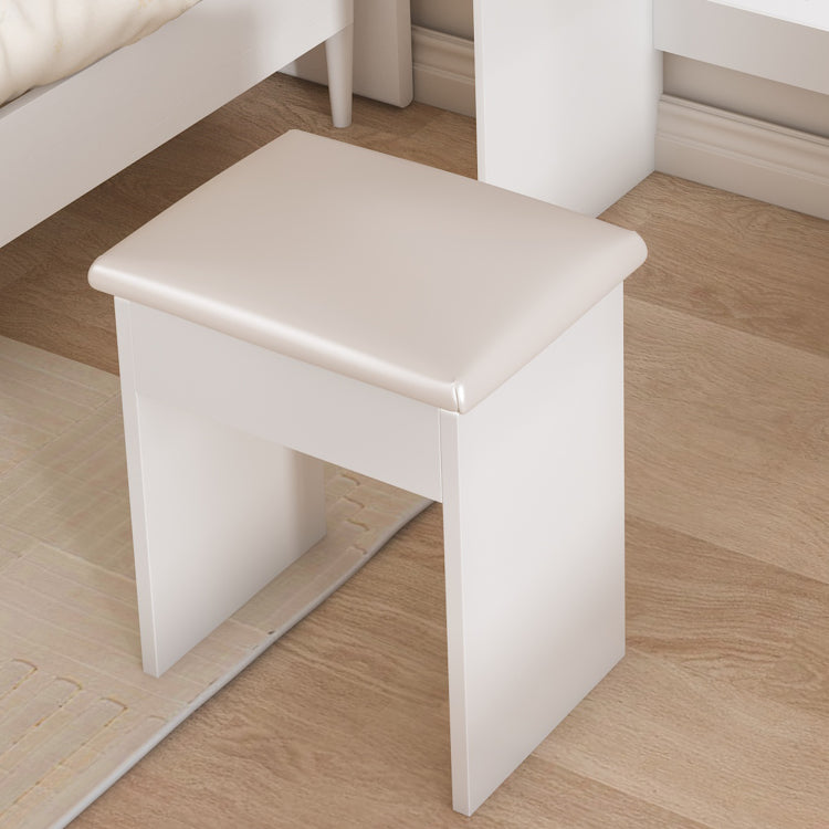 Modern Mini Dressing Table With Led Lit Mirror & Hidden Storage,Includes Padded Stool,Adjustable Brightness Vanity Desk,Multi Tier Dust Proof Shelves,White