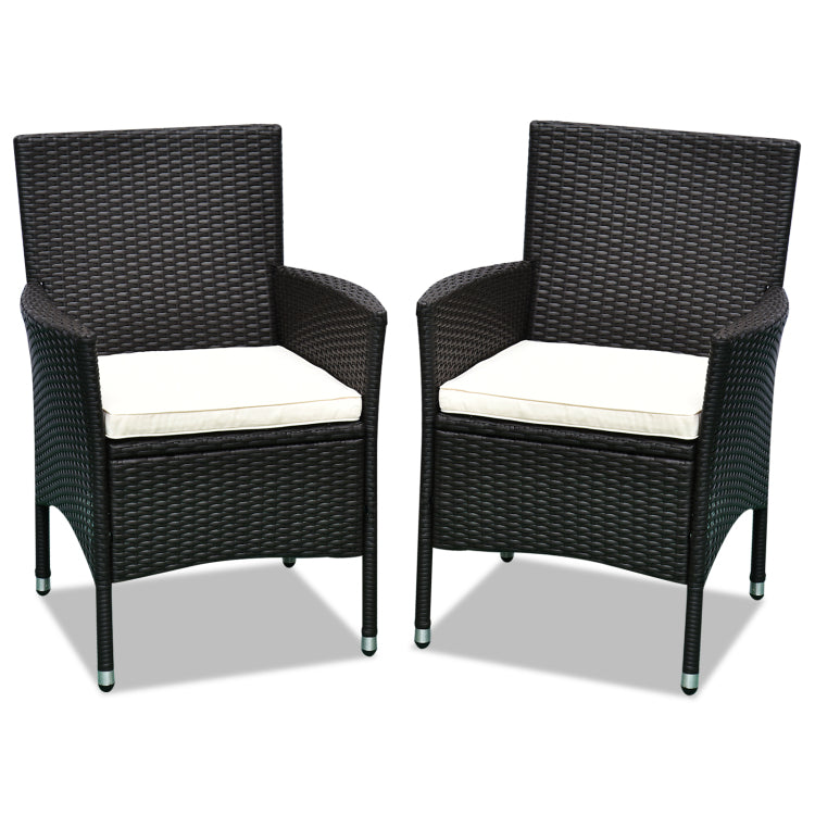 Outsunny 2 Pcs Rattan Wicker Dining Chairs With Cushions And Anti Slip Foot, Patio Stackable Chairs Set For Backyard, Garden, Lawn, Dark Coffee