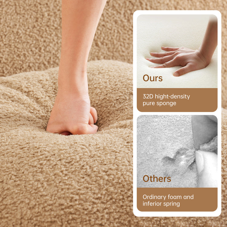 Soft Teddy Fabric Boneless Sofa,No Assembly Required Streamlined Design,Anti Slip Design 32D High Density Sponge Fits Living Rooms Bedrooms,Camel