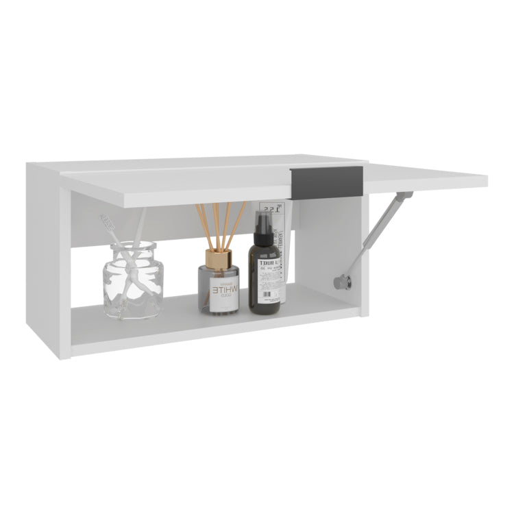 Coolidge Pull Up Wall Cabinet, Compact Design, Single Shelf, Modern Style, White