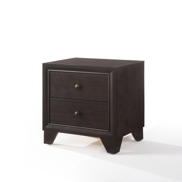 Espresso Finish 2 Drawers Nightstand Wooden Casual Bedroom Furniture 1Pc