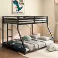 Adam Sturdy Twin Over Full Bunk Bed Metal Black For Kids And Adult, Low Profile Twin Over Full Bunk Bed With Ladder And Guardrails, Easy Climbing, Beds For Bedroom, Same As Original B083124171