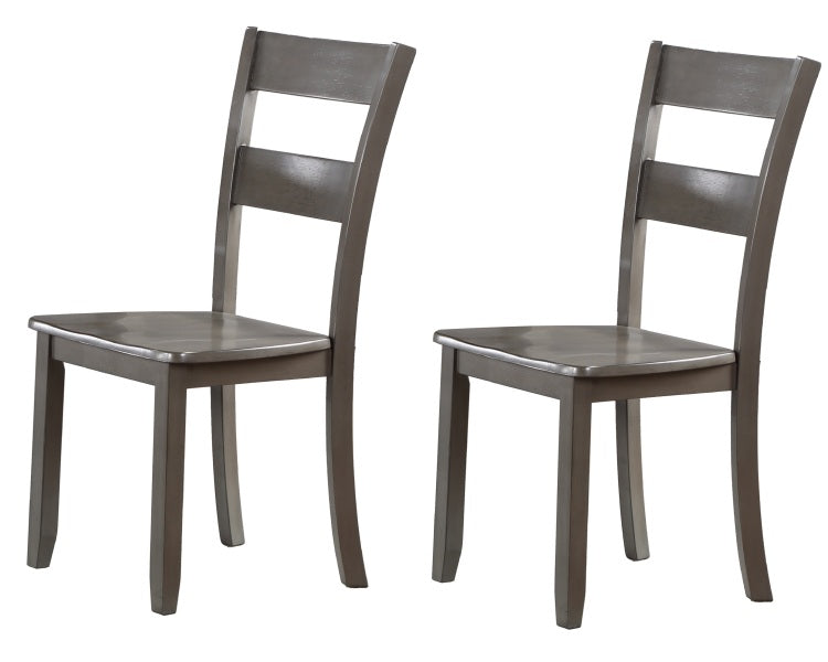 2Pc Transitional Dining Side Chair Ladder Back Wooden Dining Room Furniture Gray