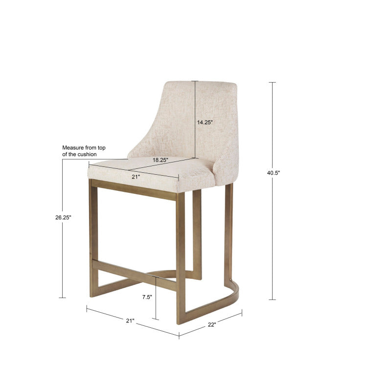 26"H Upholstered Counter Stool With Metal Base