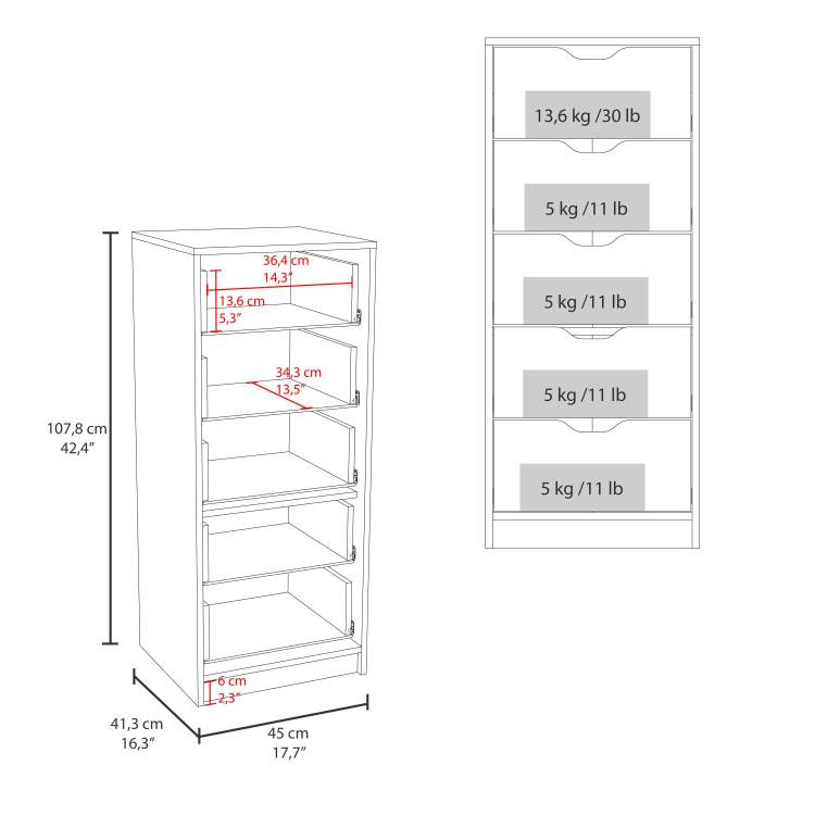 Natural Oak 5 Drawer Dresser For Nurseries And Bedrooms Modern Space Saving Storage