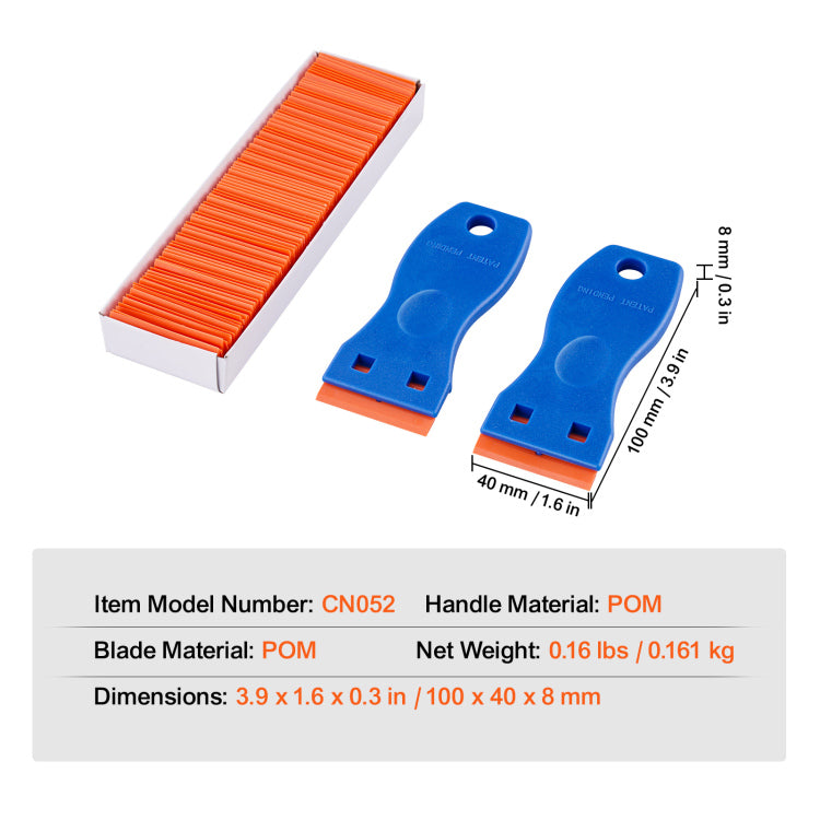 Plastic Razor Blade Scraper 2Pcs Scraper Tool 120Pcs Pom Plastic Blades