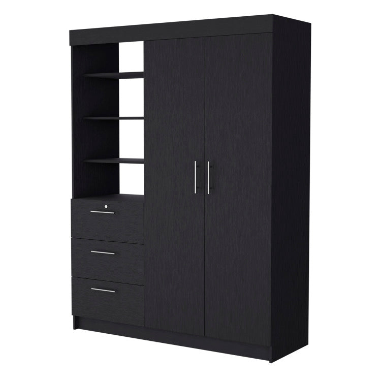 Tempe 3 Drawers Armoire, 3 Tier Shelf, 2 Door