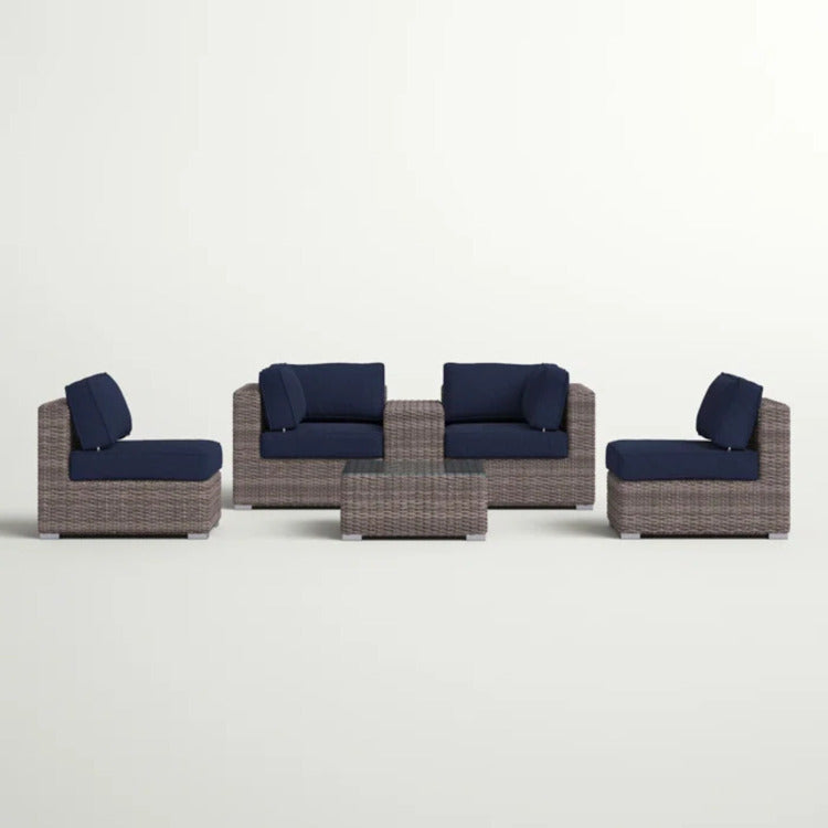 Fully Assembled Hdpe Wicker Patio Conversation Set With Cushions, Seats 4