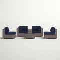 Fully Assembled Hdpe Wicker Patio Conversation Set With Cushions, Seats 4