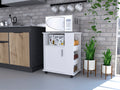 Lower Microwave Pantry 29" H, Single Door Cabinet, One Open Shelf, Three Side Shelves, White