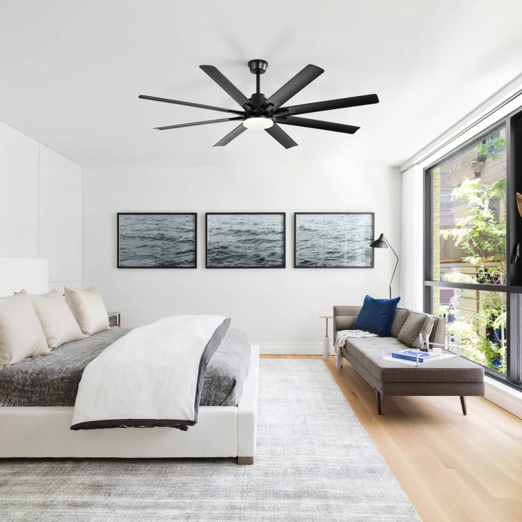 Modern 52 Inch Smart ,6 Wind Speed,With 8 Black Abs Blades,Voice Remote,Fan For Bedroom,Living Room,Patio,Kitchen,Etc