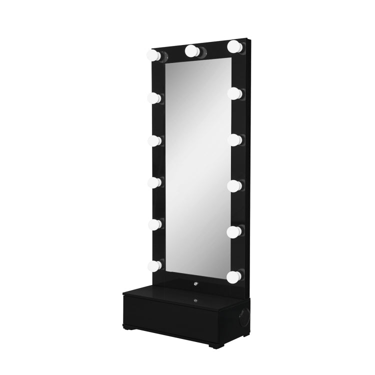Elisa Black Narrow Tall Mirror With Speaker And Drawer