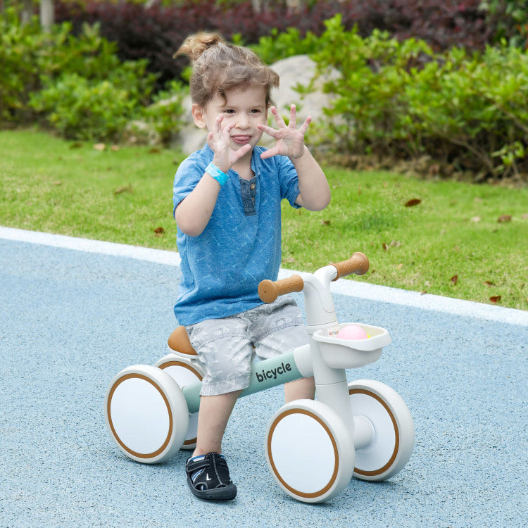 Qaba Balance Bike For Toddlers 1 3 Years, Baby Balance Bike With Adjustable Seat, Silent Wheels, No Pedal Bike For Boys And Girls, Green