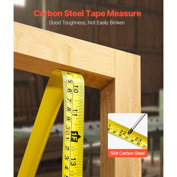 Tape Measure 25 Ft Length, Measuring Tape With Retractable, Imperial And Metric Ft M Dual Scale & Abs Case & Easy Read Steel Measurement Tool, For Outdoor,Decoration