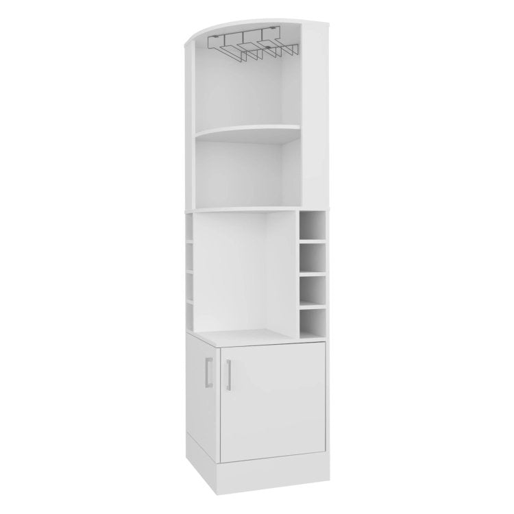 White Corner Bar Cabinet With Wine Storage And Glass Rack