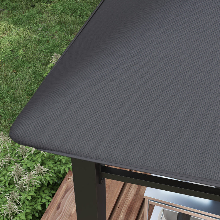 Outsunny 10' X 10' Soft Top Patio Gazebo Outdoor Canopy With Unique Geometric Design Roof, All Weather Steel Frame, Gray