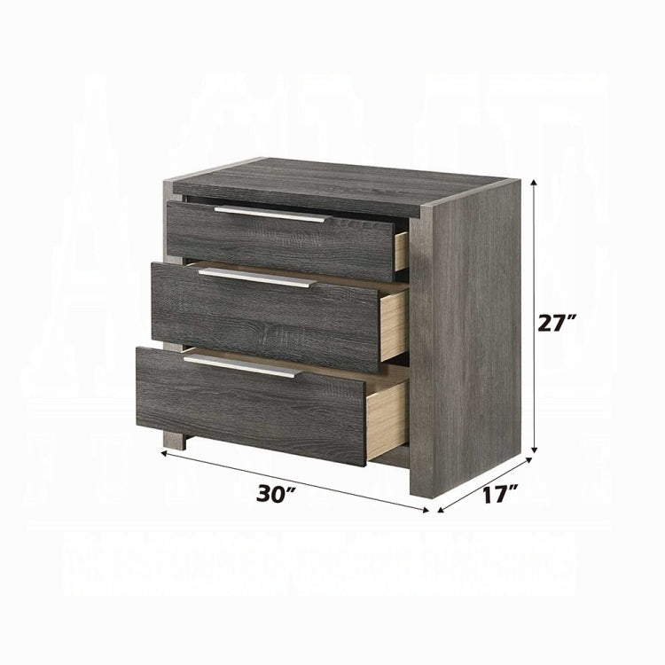 Contemporary Gray Finish 3 Drawers Nightstand Wooden 1Pc Bedroom Furniture Bedside Table