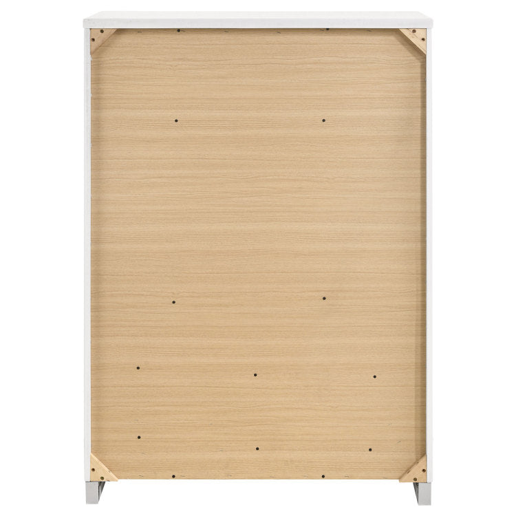 Dulcey White High Gloss 5 Drawer Bedroom Chest