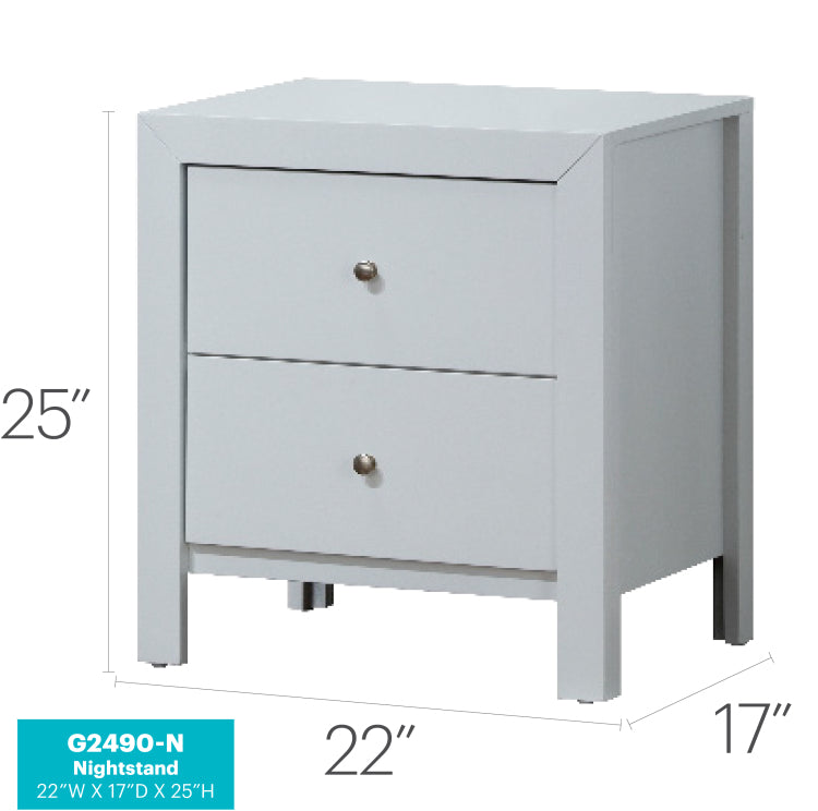 Elegant White Transitional Nightstand
