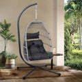 Outdoor Egg Hanging Chair With Stand, Patio Wicker Swing Egg Chair Indoor Swinging Chair Outdoor Hammock Egg Chair