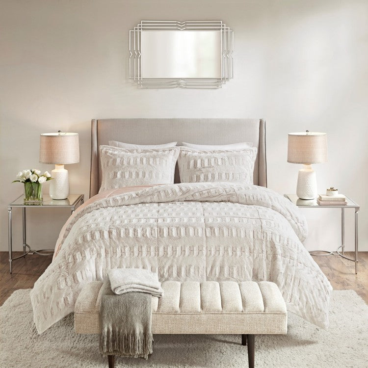 Twin Twin Xl Back Print Long Fur Comforter Mini Set