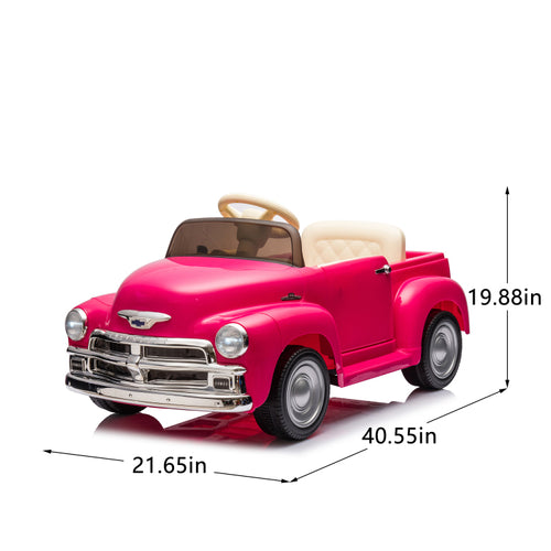 12V Kids Ride On Truck Car W Parents Control, Licensed Chevrolet 3100 Pickup,Electric Car For Kid,Vintage Modeling,3 Speeds,Led Lights,Bluetooth,Usb,High Power Up To 4.35 Km H,Age 3