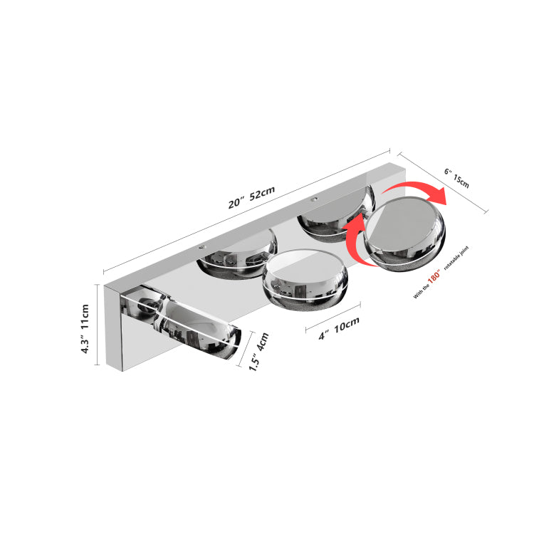 Led Vanity Lights 20In Bathroom Lights Fixtures Over Mirror 3 Light Led Lighting Fixture For Bathroom 18W Mirror Lighting Fixture Modern Bath Light Bar Chrome Bath