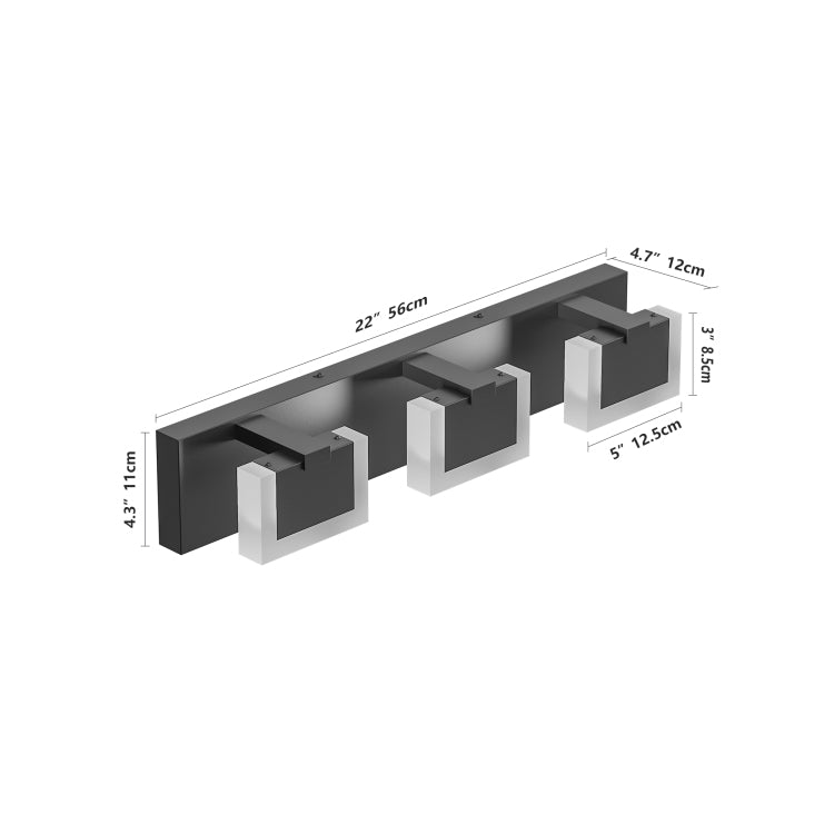 3 Lights Modern Black Vanity Light Up And Down Black Led Vanity Light Fixtures Bathroom Wall Light Over Mirror 6000K