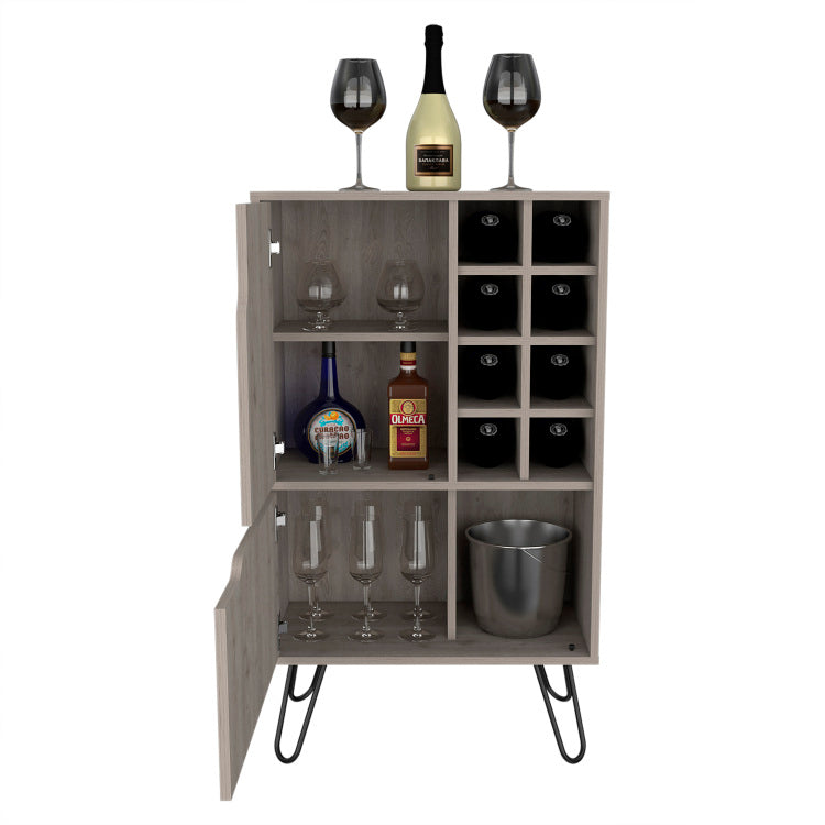 Sheffield L Bar C, Two Cabinet, Hairpin Legs, Eight Cubbies For Liquor