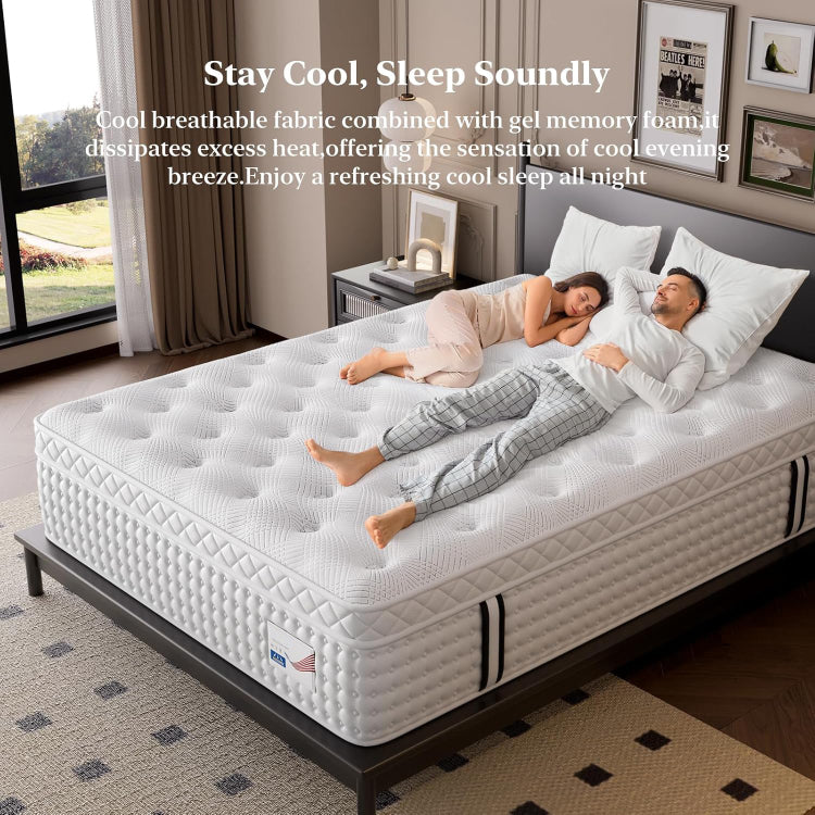 14 Inch King Hybrid Mattress Memory Foam & Pocket Spring Bed Medium Firm Comfort, Spine Support, Quiet & Breathable