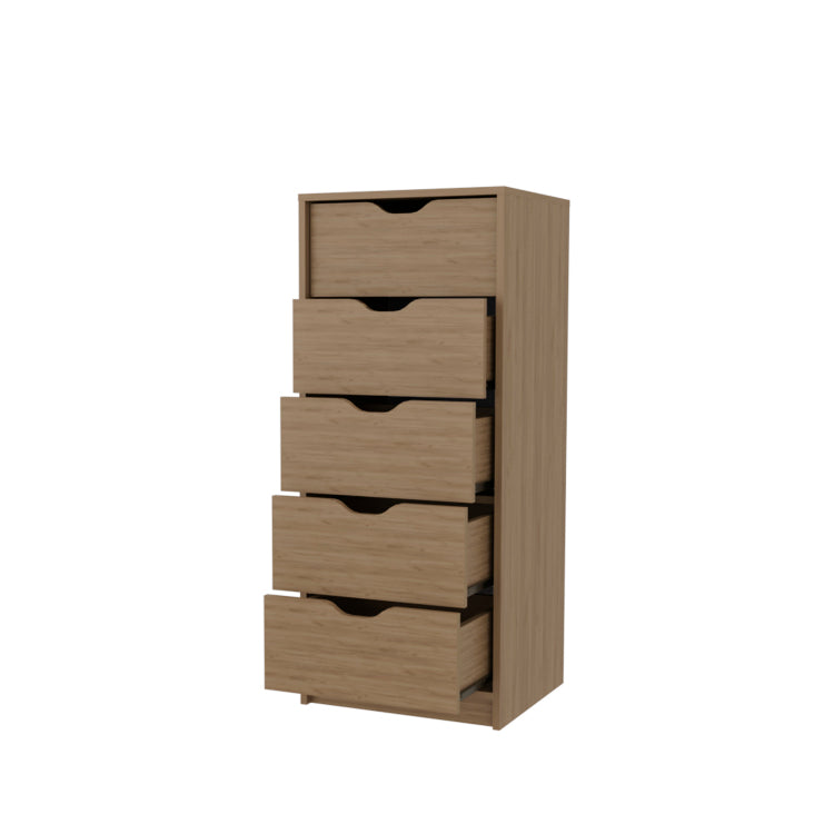 Olijato 5 Drawer Dresser For Nurseries And Bedrooms Modern Space Saving Storage, Natural Oak