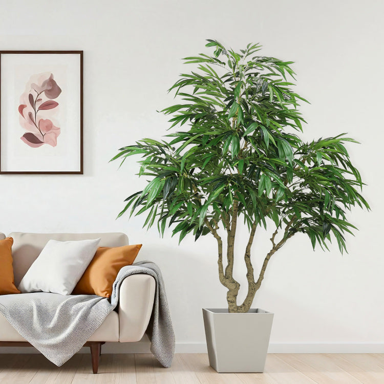 7Ft Artificial Willow Tree, Indoor Faux Slik Greenery Plant For Home, Apartment, Or Office Decoration, 1Pc Set