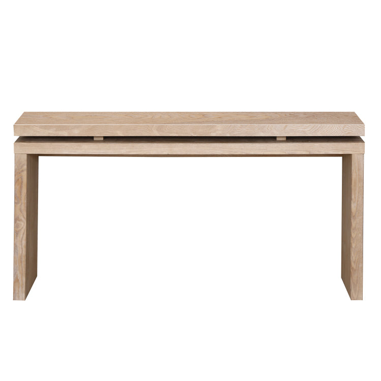 60'' Antique Natural Farmhouse Console Table Retro Wooden Entryway Table With Double Board Suspension Design, Solid Wood & Mdf, Sofa Table For Living Room
