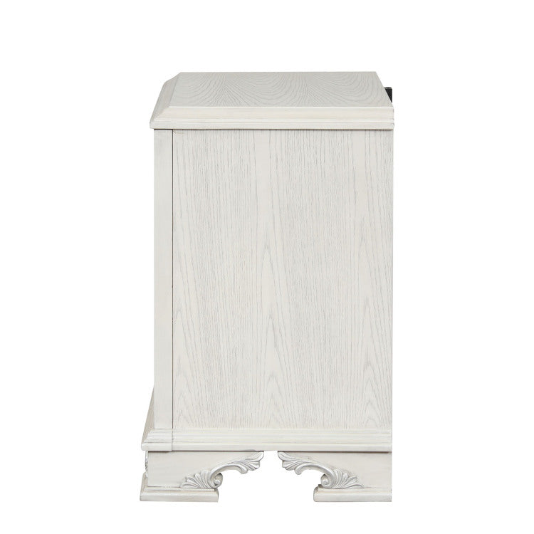 Traditional Style 1Pc Nightstand French And English Dovetail Drawers Ball Bearing Glide Usb Port Creamy White Finish Bedroom Furniture
