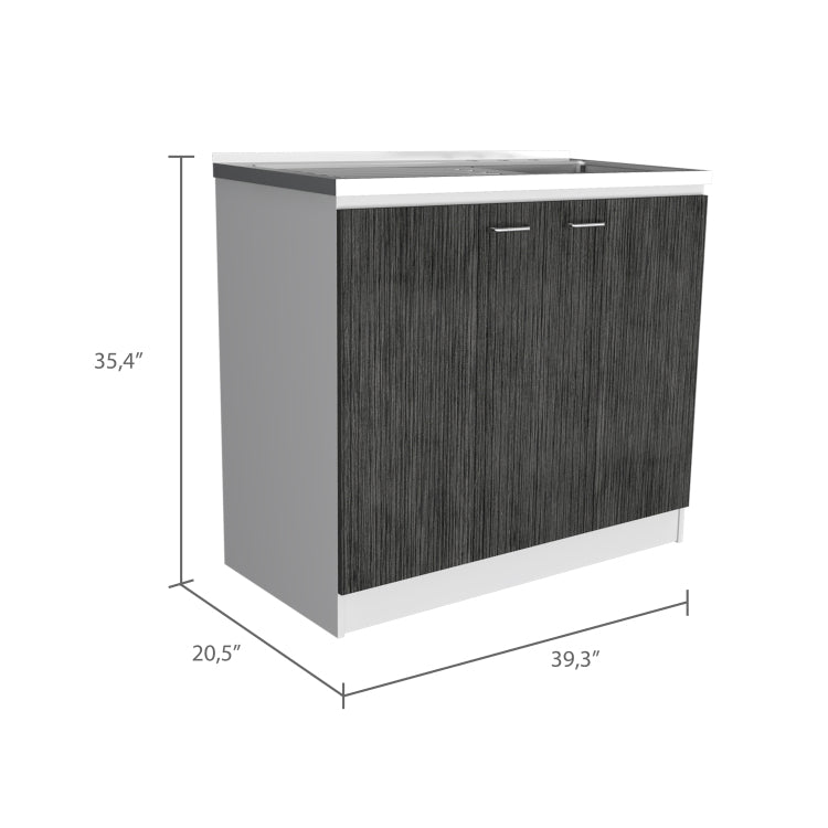 Oklahoma Utility Sink, Double Door Cabinet, Stainless Steel Countertop