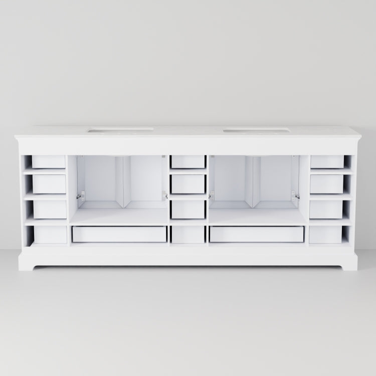 White Double Bath Vanity 84 In. W X 22 In. D, With Cultured Marble Top