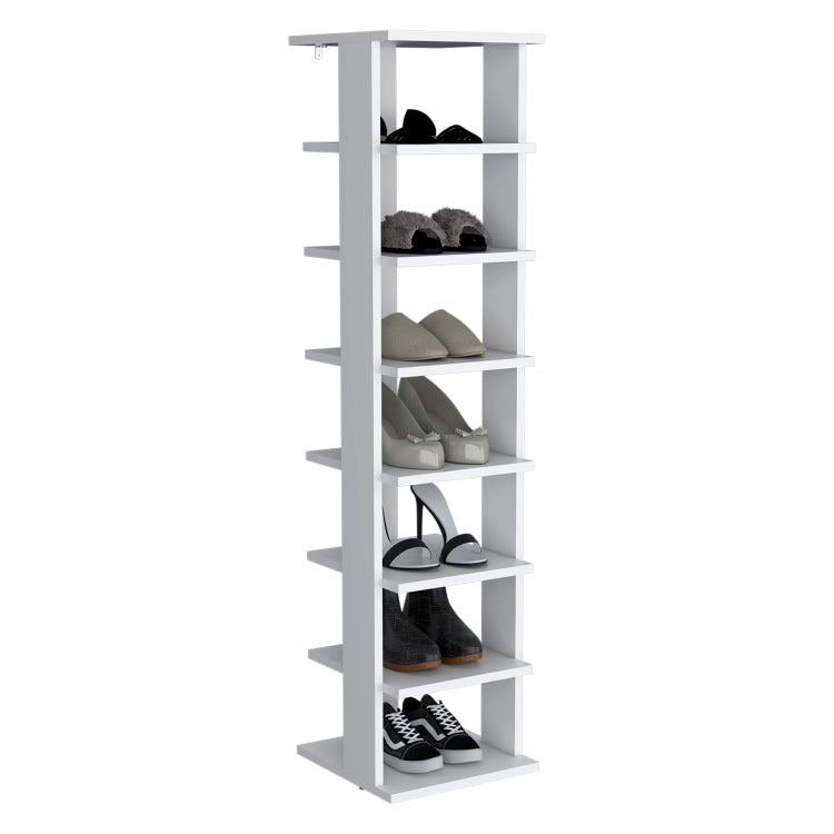Shoe Rack, White, 7 Shelves