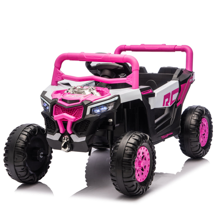 12V Kids Ride On Electric Utv W 2.4G Parents Control,Slow Start&Swing Function,Anti Slip Wheels With Front Shock Absorbers,Led Lights,Built In Music Player,Long Lasting Battery,For Kids Aged 3 5