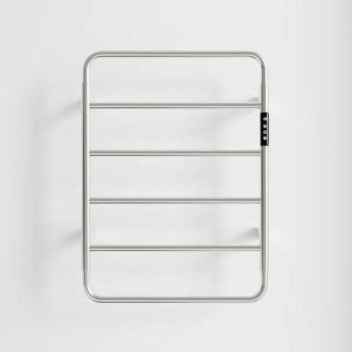 18.7" Heated Towel Rack For Bathroom,Wall Mounted With Intelligent Touch Screen Timer, 6 Bar Towel Warmer, 304 Stainless Steel Polished, Plug In Hard Wired