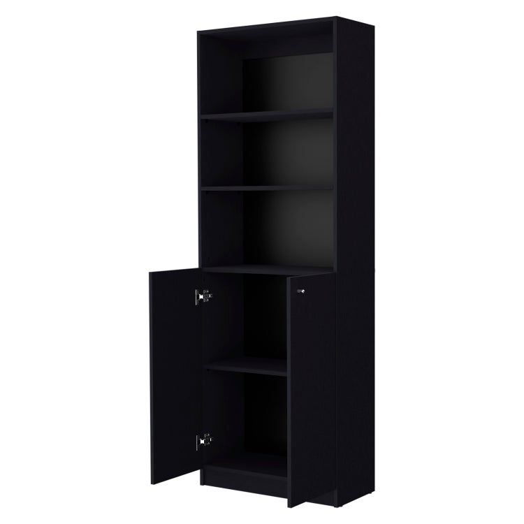 Sutton 2 Door Bookcase, Storage With Multi Level Shelves And Double Door Design
